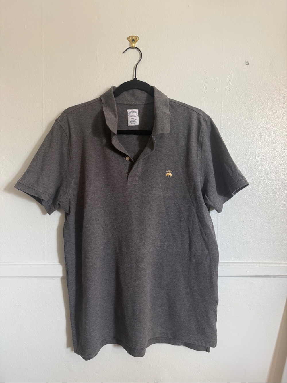Brooks Brothers Dark Gray Polo with Gold Logo